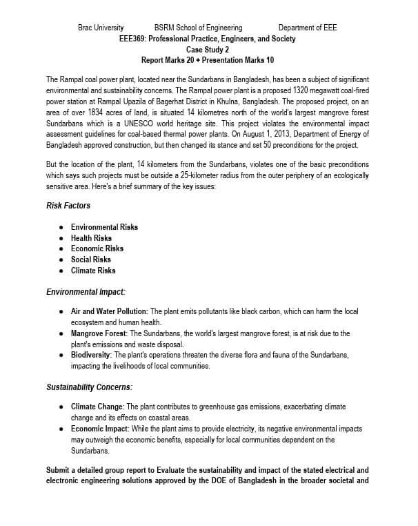 EEE369 | Case Study on Rampal Power Plant preview 1